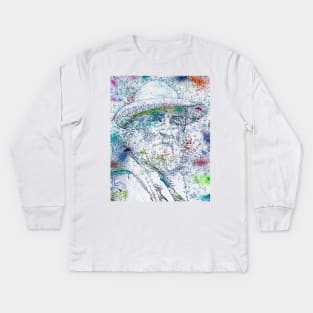 WALT WHITMAN watercolor and pencil portrait Kids Long Sleeve T-Shirt